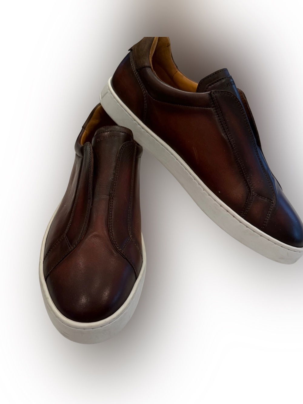 Magnanni Mens Gaslon Dress Sneakers Brown Leather Slip-On Sz US 8.5 EU 41.5 NEW